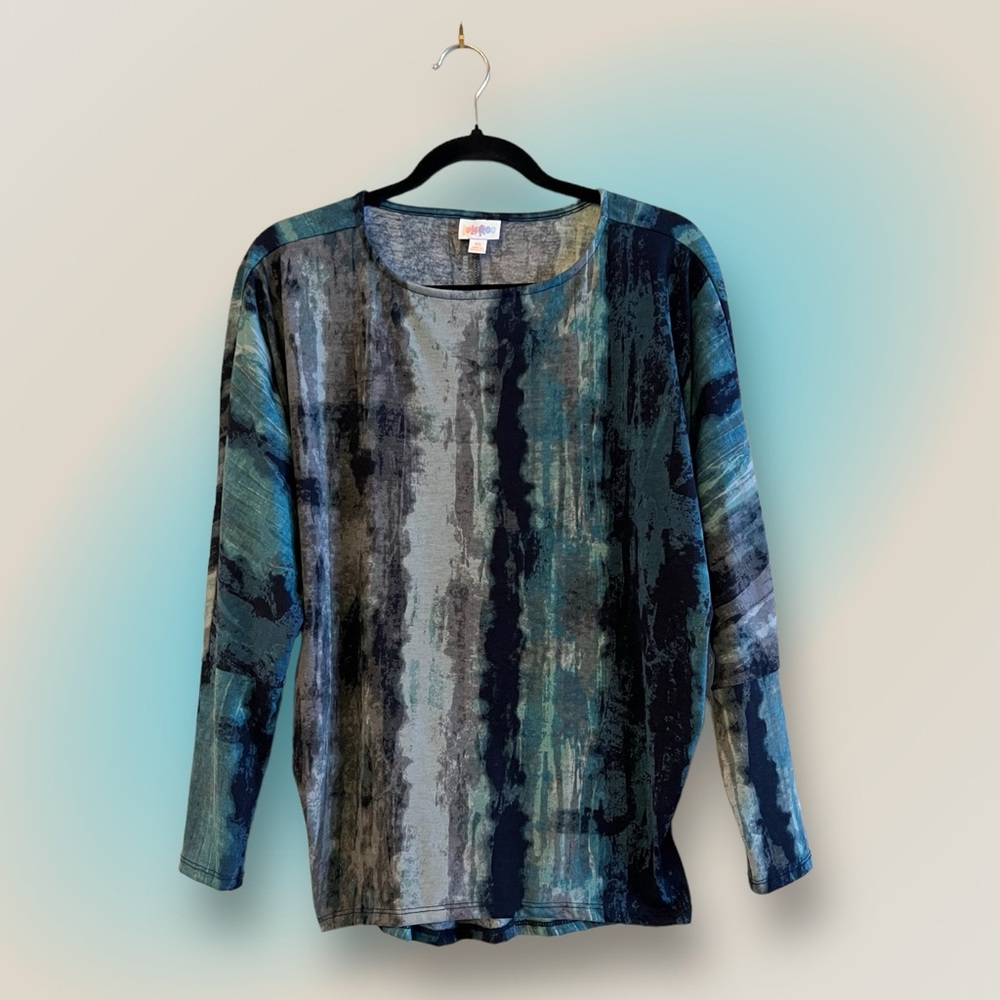 LuLaRoe Teal Print Dolman Sleeve Top